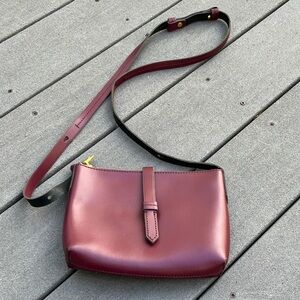 J. Crew Parker Crossbody or Shoulder Leather Purse in  Dark Wine/Burgundy